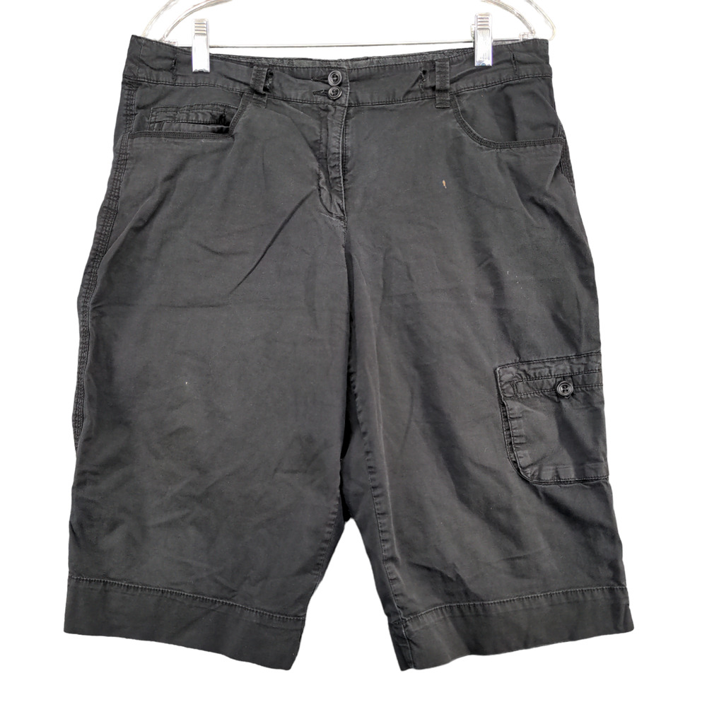 Style & Co. Bermuda Shorts Capris Black Size 12 Cotton Blend Pockets